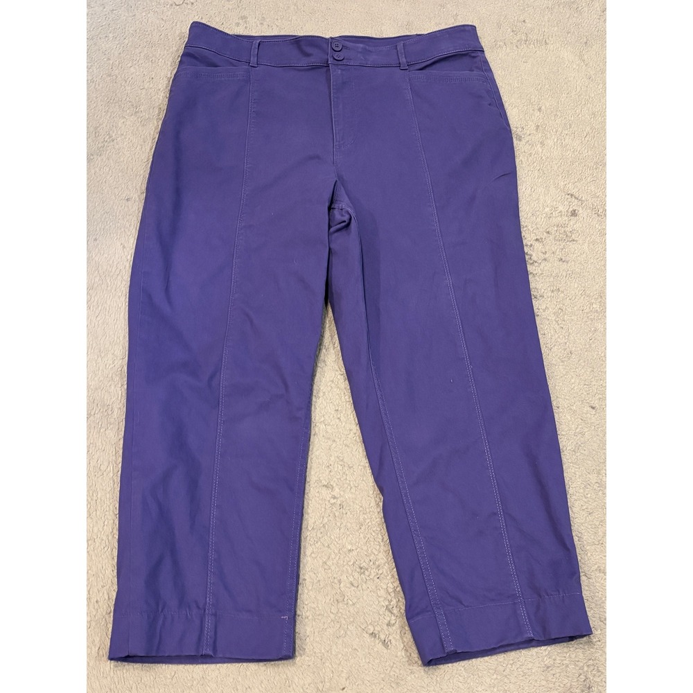 Loft Outlet Womens Purple High Rise Straight Leg Crop Pants Size 16 Cotton